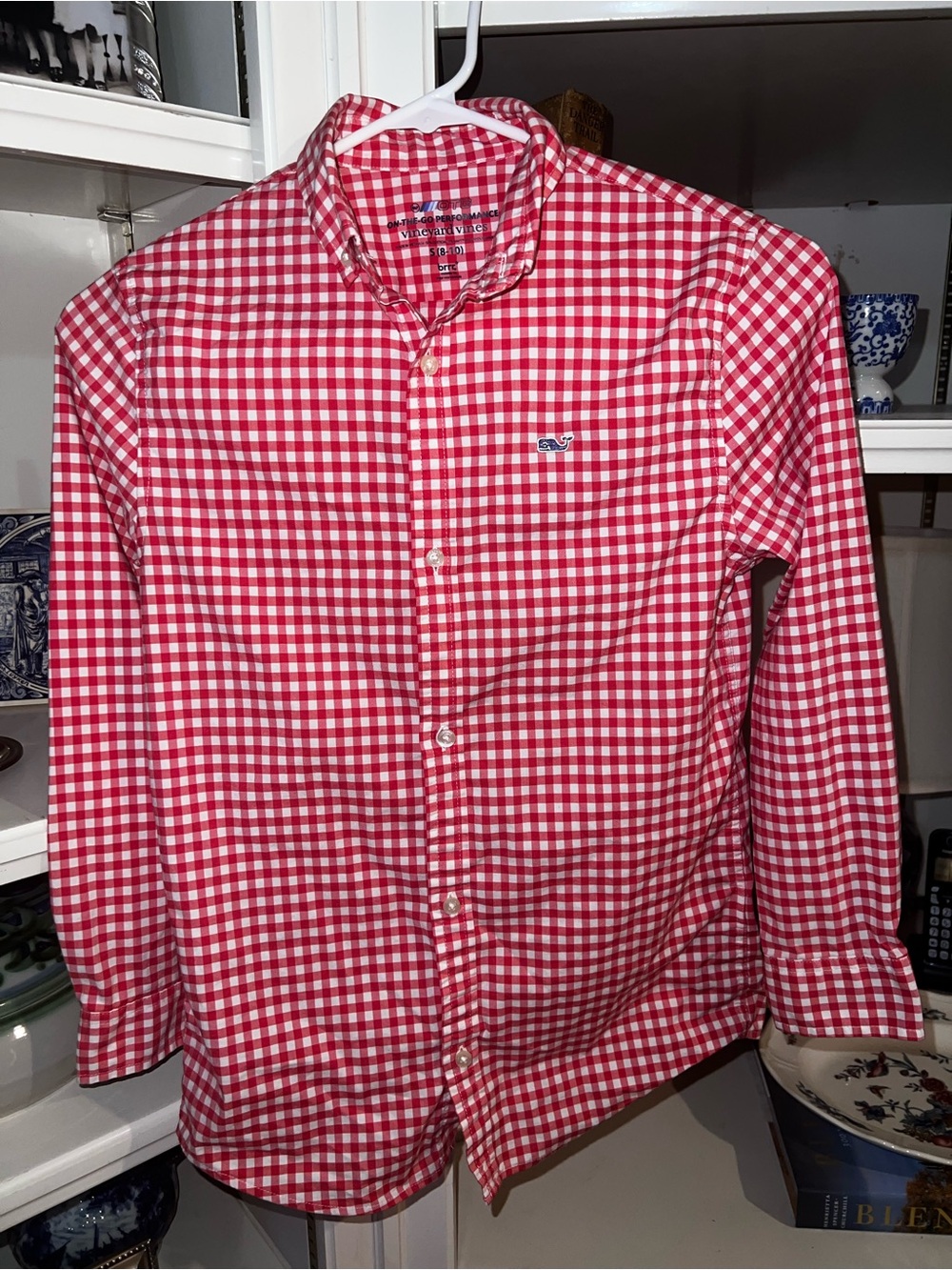 Vineyard Vines Red and White Gingham Button-Down Shirt